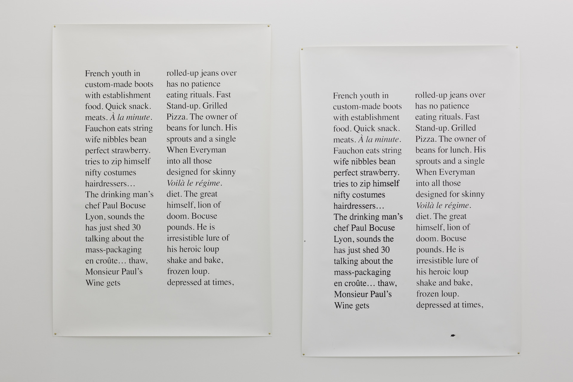 David Jourdan, 'Untitled' (Status Report on la Grande Cuisine), 2013, Silkscreen on paper, 150x106cm
