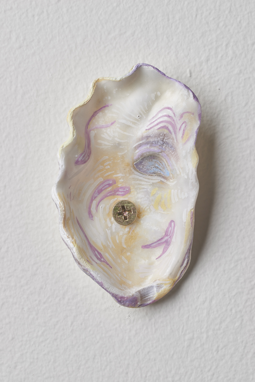 16.Dordoy_Sleepwalker, 2015_Acrylic and watercolor on shell_3.75x2inches