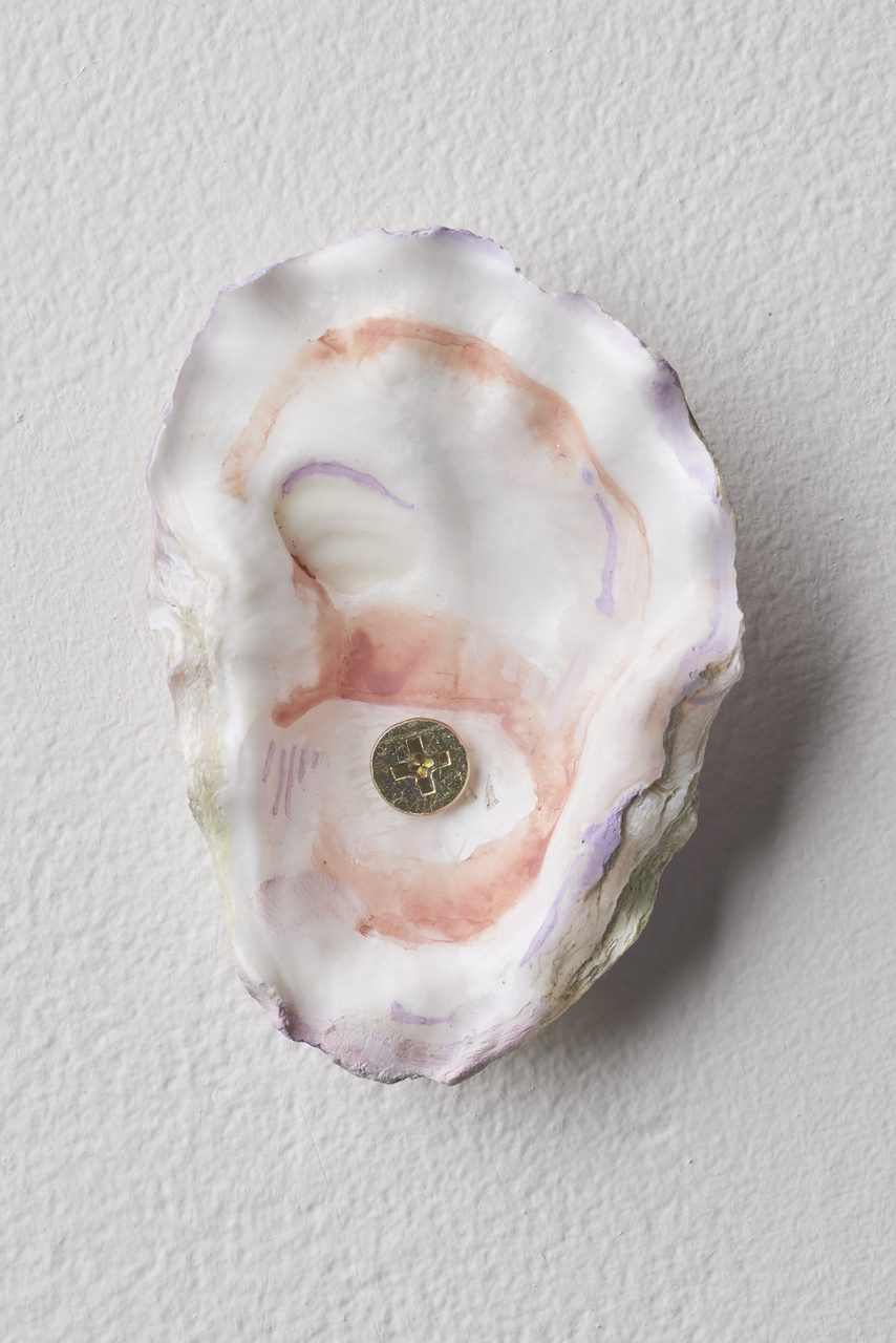 17.Dordoy_Sleepwalker, 2015_Acrylic and watercolor on shell_3x2 inches