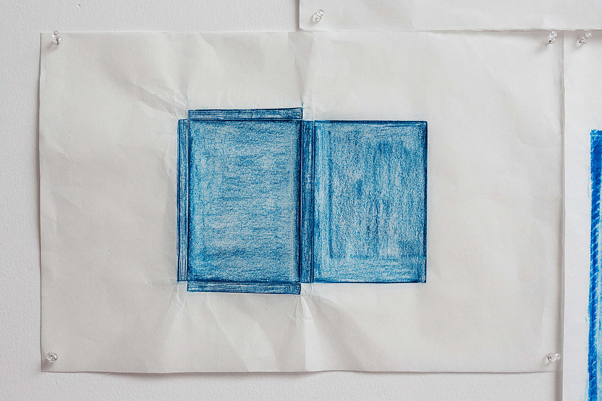 Jennifer Bornstein, Printed Matter, rubbing (encaustic and wax on Kozo paper), 49 x 64 cm, unique