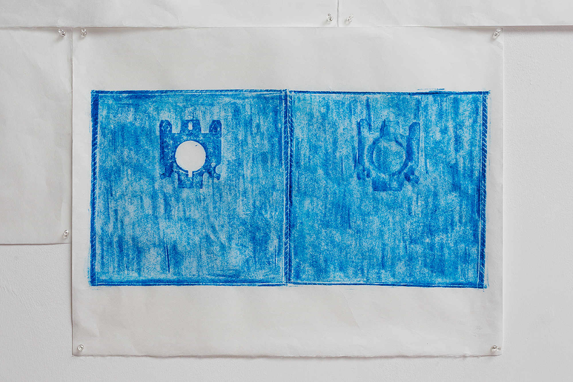 Jennifer Bornstein, Printed Matter, rubbing (encaustic and wax on Kozo paper), 49x64.5 cm, unique