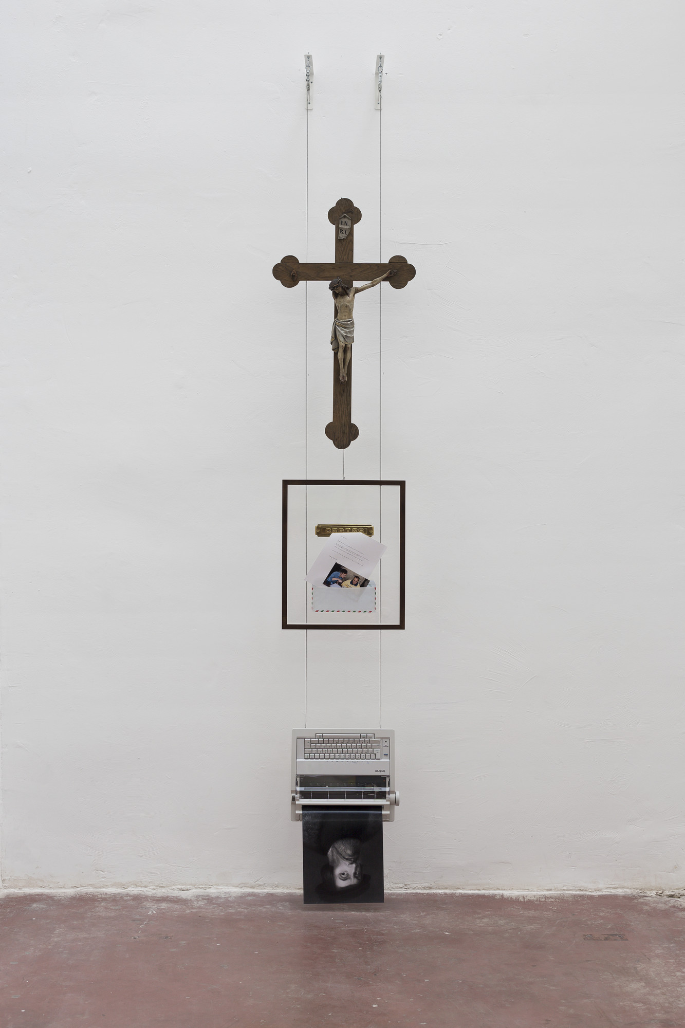 Simon Fujiwara, Gifts returned (reading, believing), from the series Letters from Mexico, 2014, Mixed media, 320 x 54 cm, unique