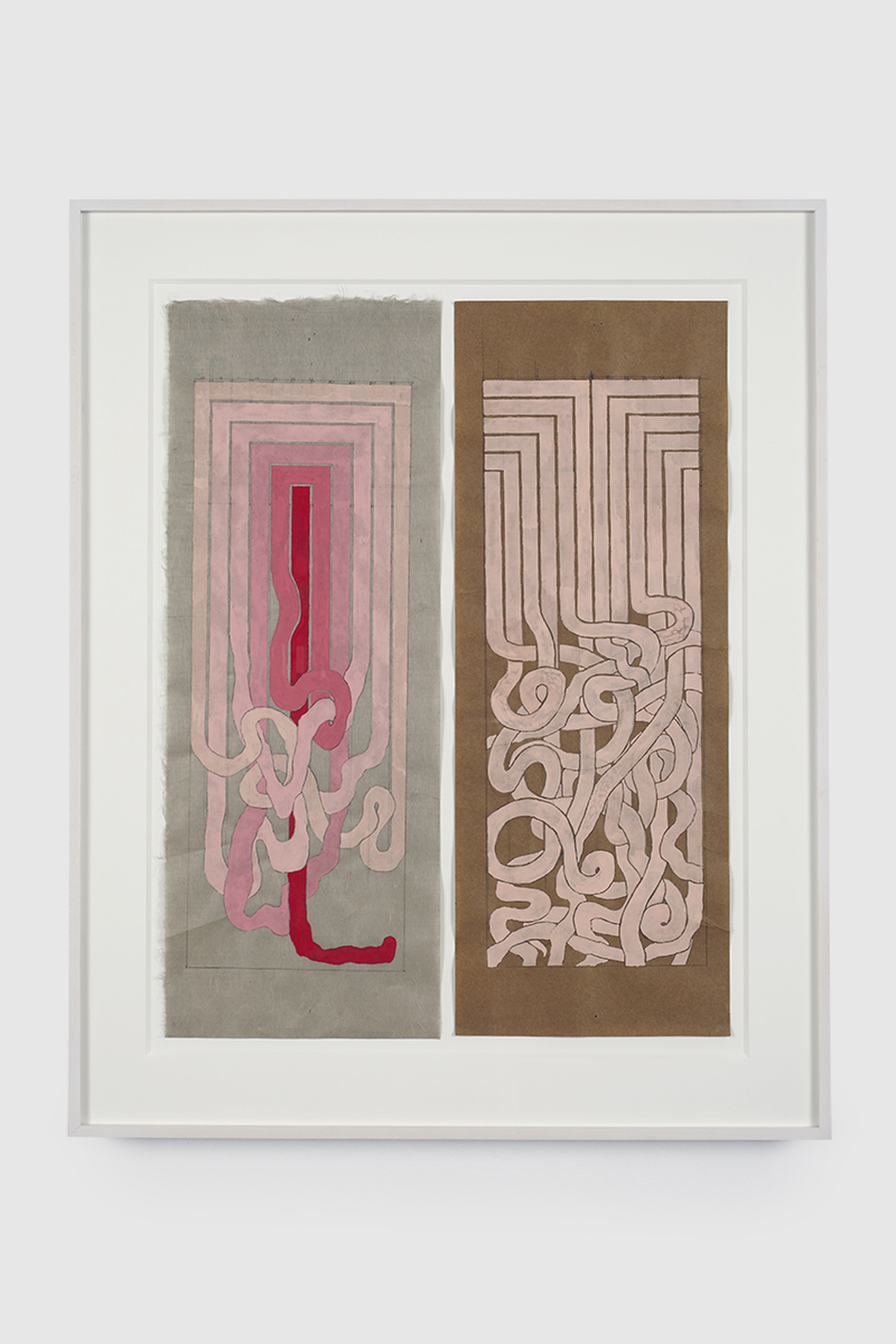 81.Hoeber_Angular to Curved Experiments 1&2, 2015_Gouache and graphite on mulberry paper_Approx 18x7 in each piece