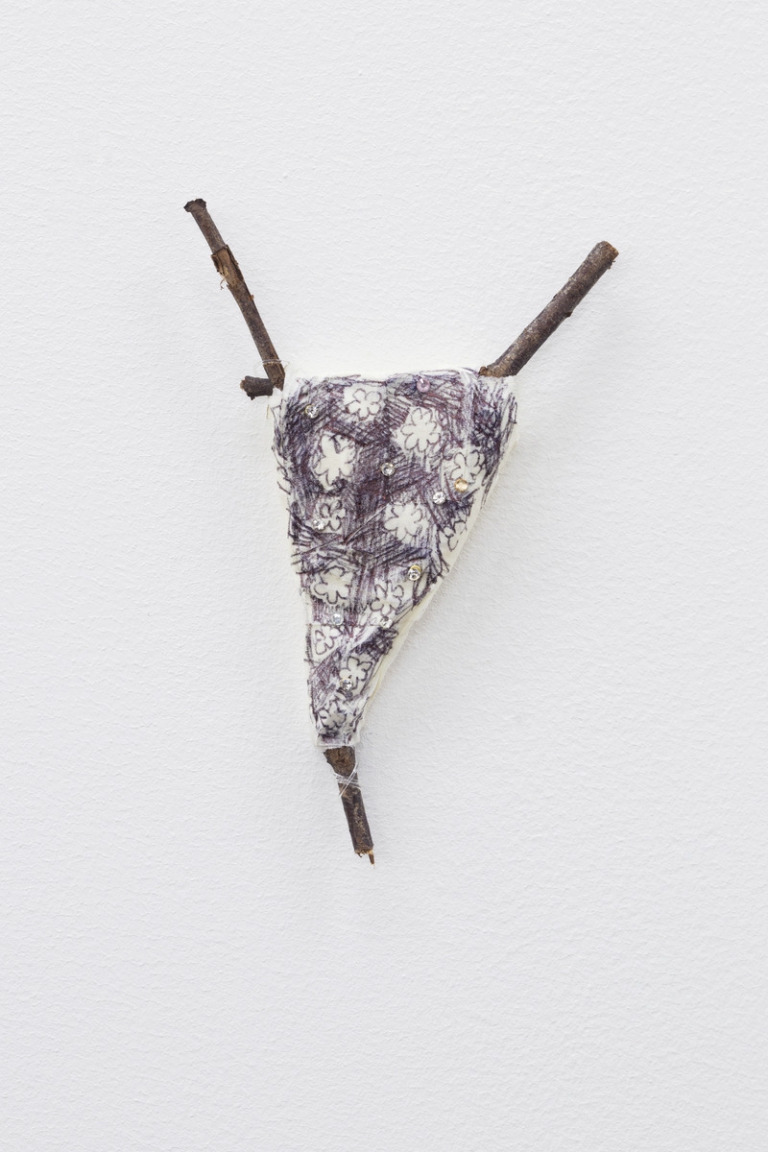 14 Adriano Costa, Victoria’s Secret, 2015, Ballpoint Pen, Tape, Twigs, And Rhinestones, 15 X 9 Cm