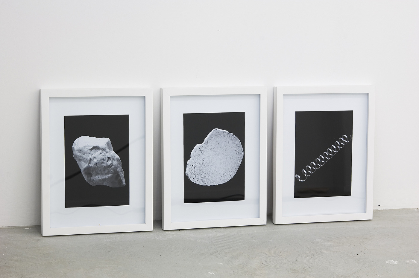 15 Katherina Heil, Stone in Orbit, 2015; Section of stone in orbit, 2015 and Device to detect stone in orbit, 2015 (from left to right)