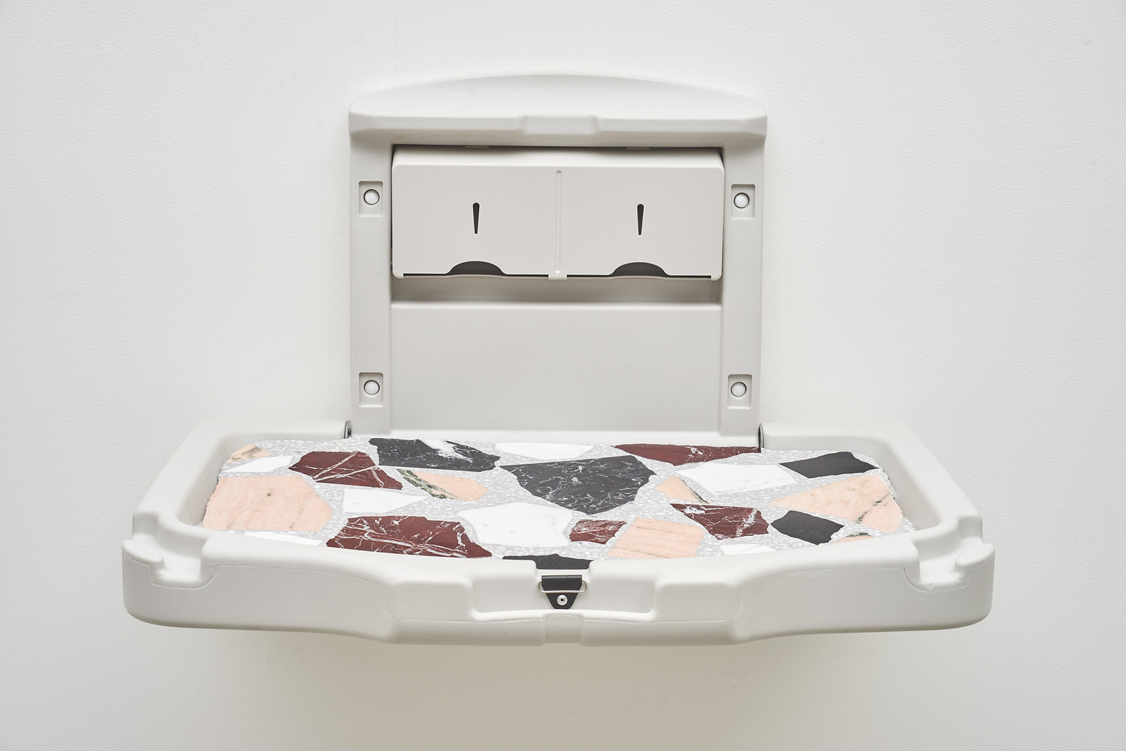 Wermers_Moodboard #5, 2016_Cast terrazzo in baby changing unit_20 x 33.75 x 22.375 in_NW00040ST