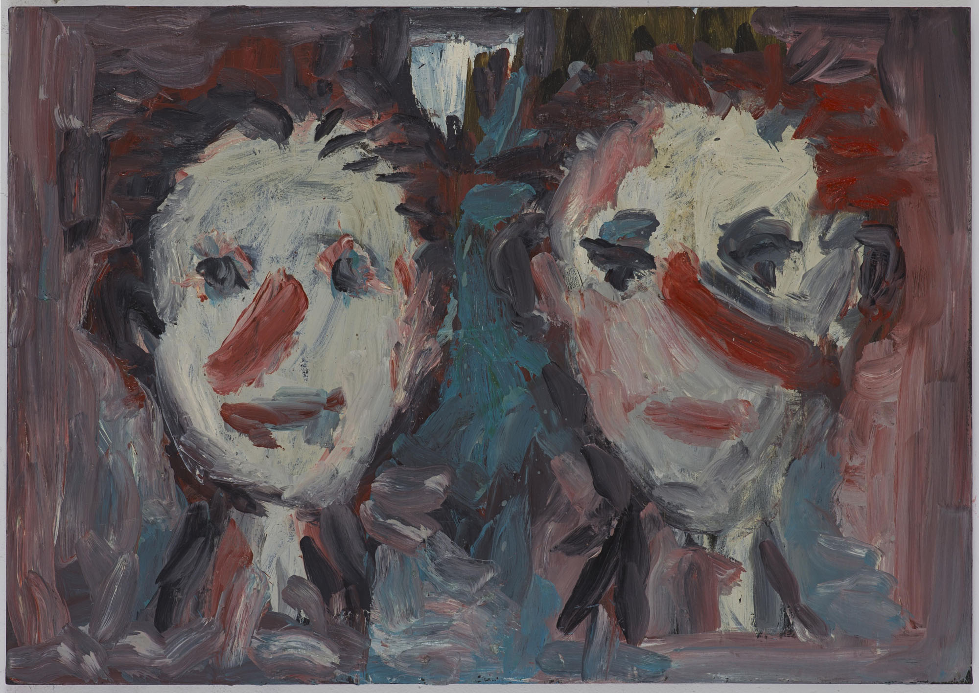 Helmut middendorf, 2 heads, 1993, oil on canvas, 70 x 100 cm