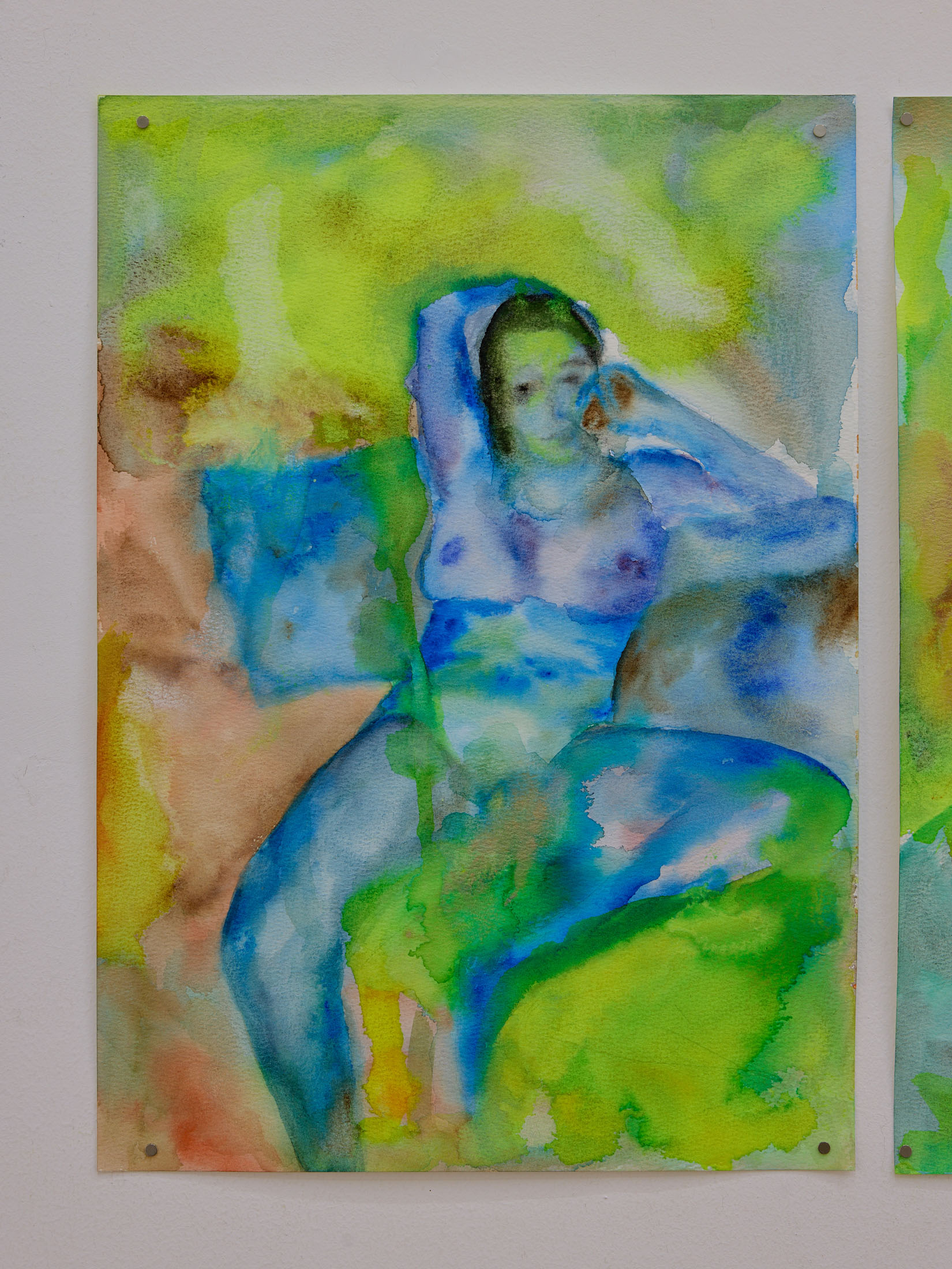 Amalia Vekri, What's up , 2025, watercolour, various inks on paper, 42 × 29.7 cm